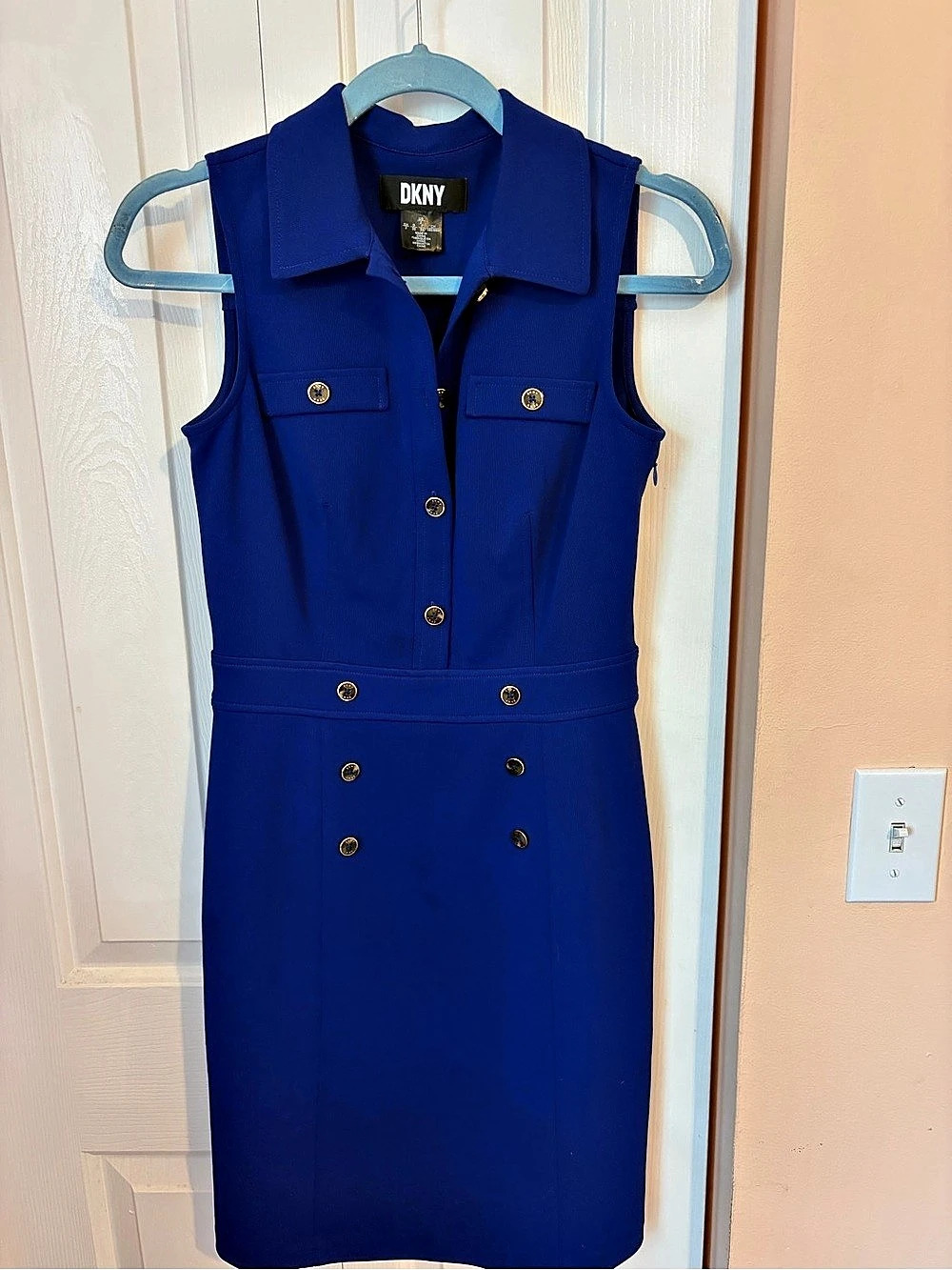 Be Beautiful & Bold in this Blue DKNY Sleeveless Mini Dress; Size 2